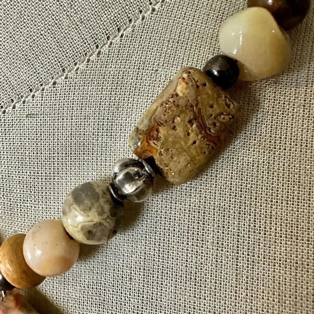 Crazy Lace Agate Pendant Necklace – Sterling Clasp, Natural Stone Beads - Picture 4 of 13